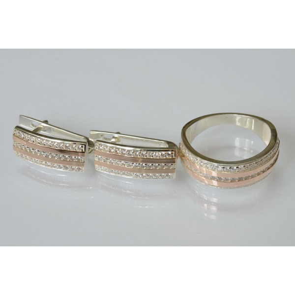 Срібний набір з золотими пластинами (198)