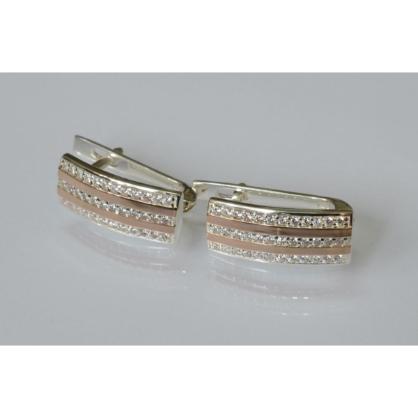 Серебряные серьги с золотыми пластинами (198с)