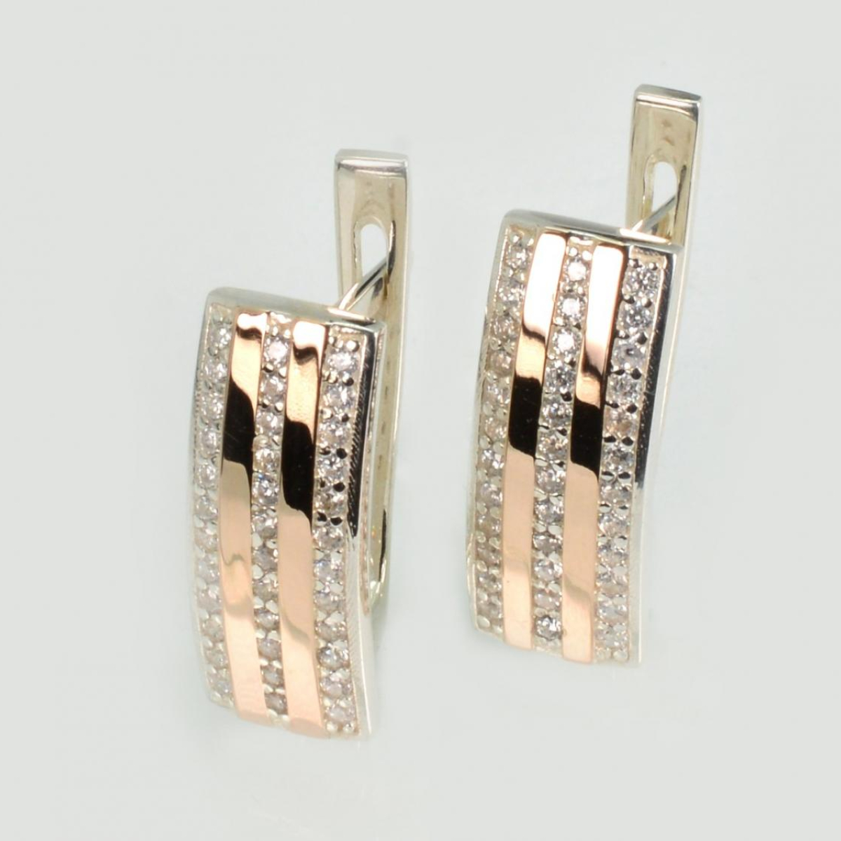 Серебряные серьги с золотыми пластинами (198с)