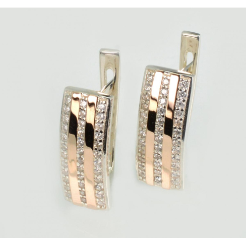 Срібні сережки з золотими пластинами