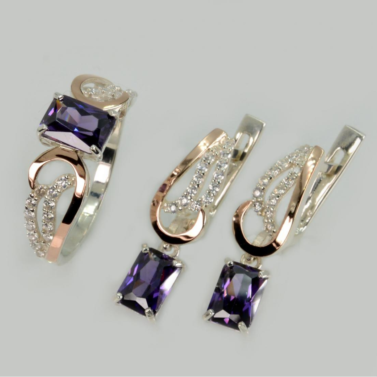 Серебряный набор с золотыми пластинами (199)