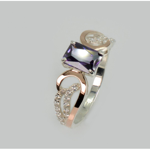 Срібна каблучка з золотими вставками