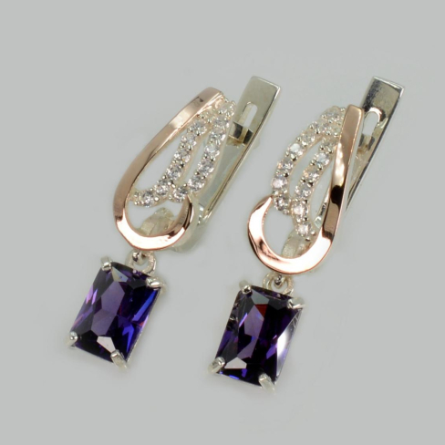 Серебряные серьги с золотыми пластинами