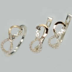 Серебряный набор с золотыми пластинами