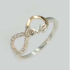 Серебряное кольцо с золотыми вставками