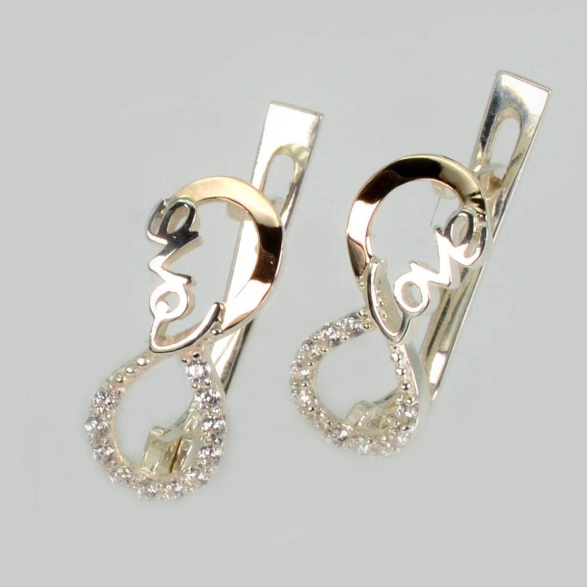 Серебряные серьги с золотыми пластинами (200с)