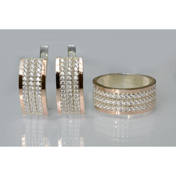 Срібний набір з золотими пластинами (201)