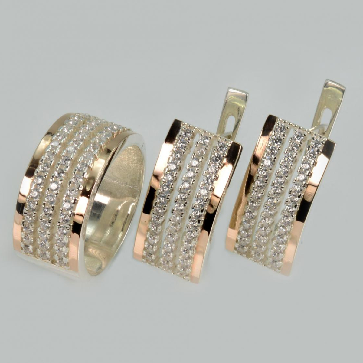 Срібний набір з золотими пластинами (201)