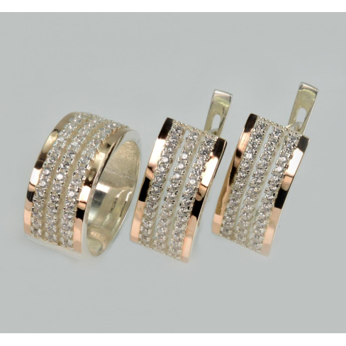 Срібний набір з золотими пластинами