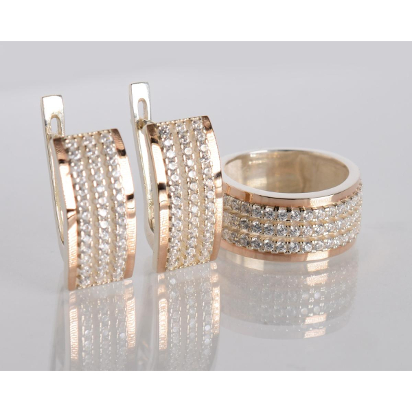 Срібний набір з золотими пластинами (201)