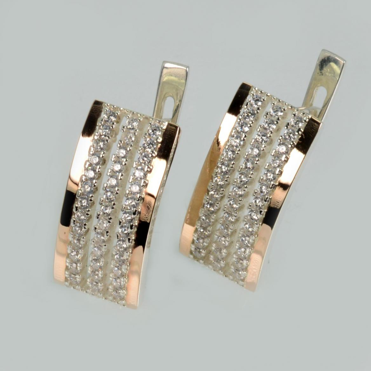 Серебряные серьги с золотыми пластинами (201с)