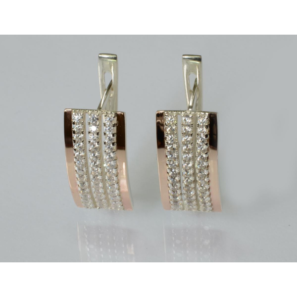 Серебряные серьги с золотыми пластинами (201с)