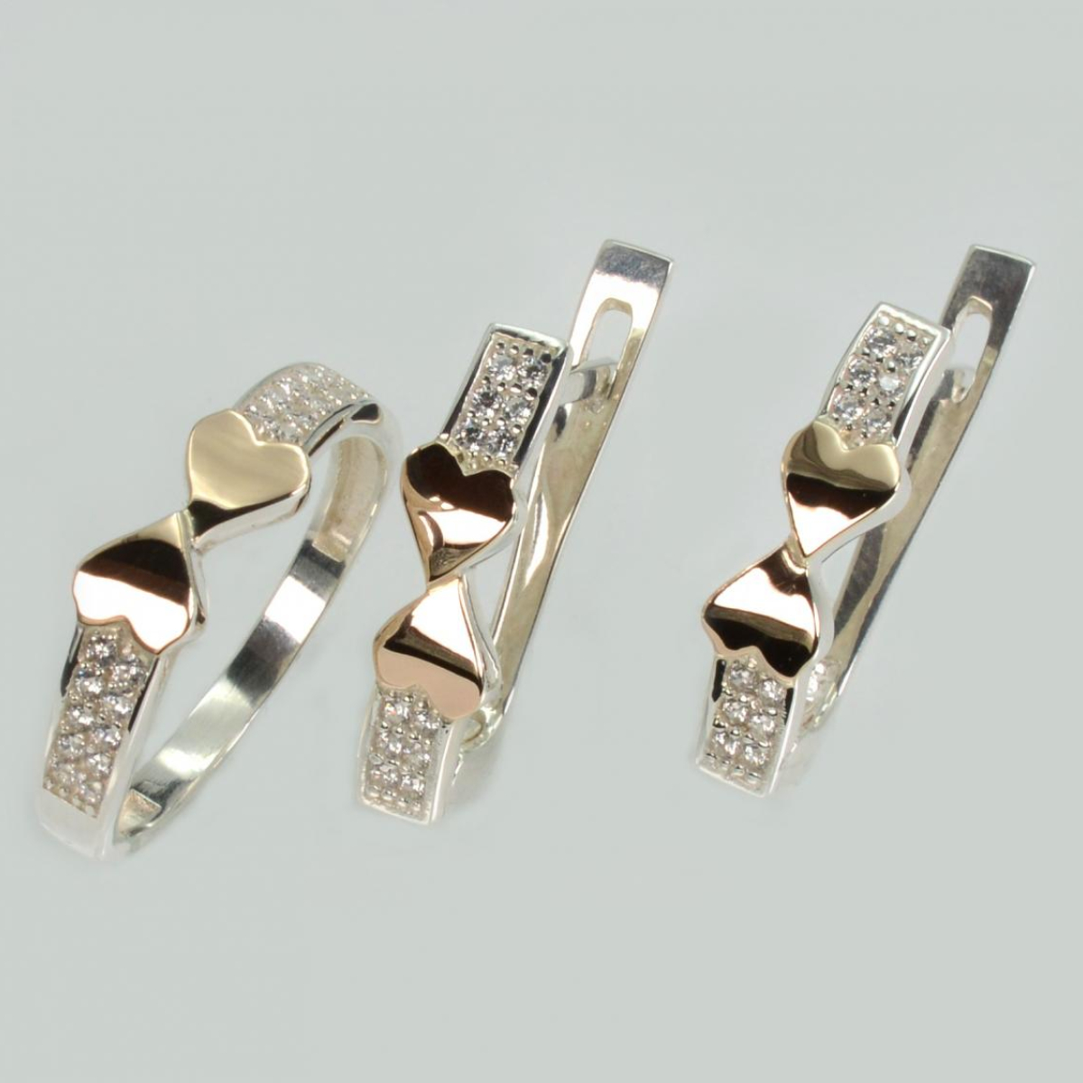 Серебряный набор с золотыми пластинами (202)