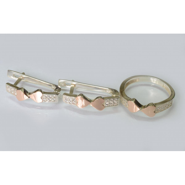 Серебряный набор с золотыми пластинами (202)