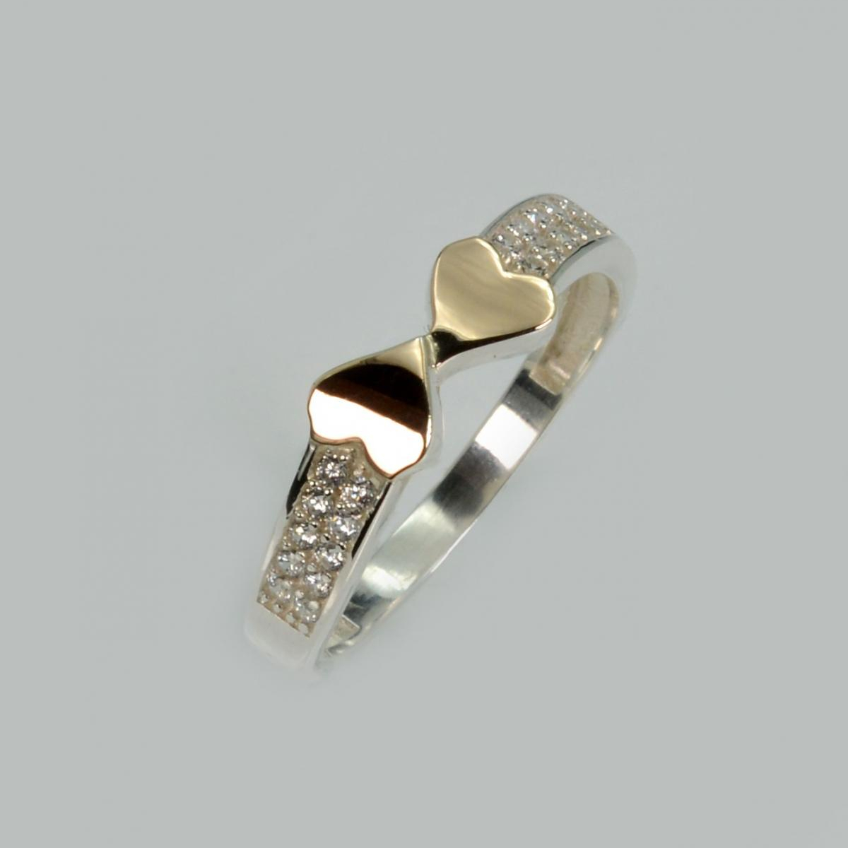 Серебряное кольцо с золотыми вставками (202к)