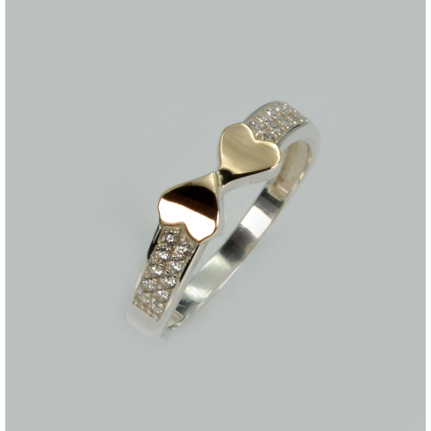 Срібна каблучка з золотими вставками