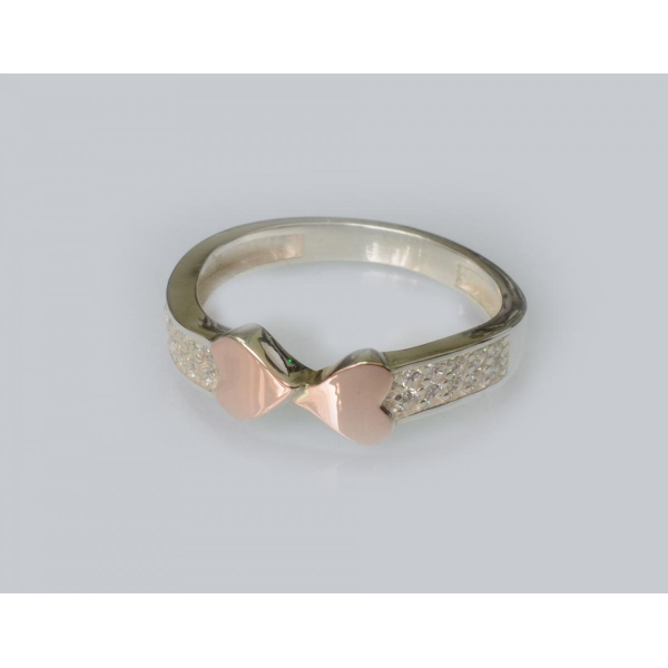 Серебряное кольцо с золотыми вставками (202к)