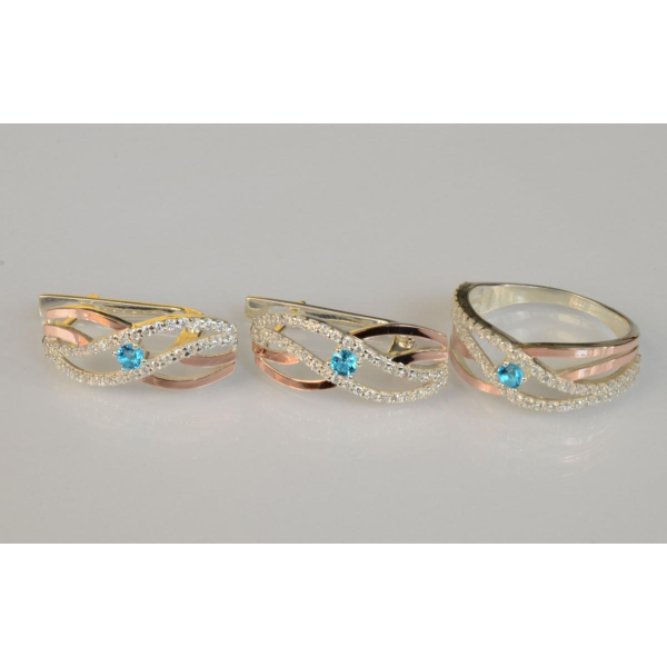 Срібний набір з золотими пластинами (203)