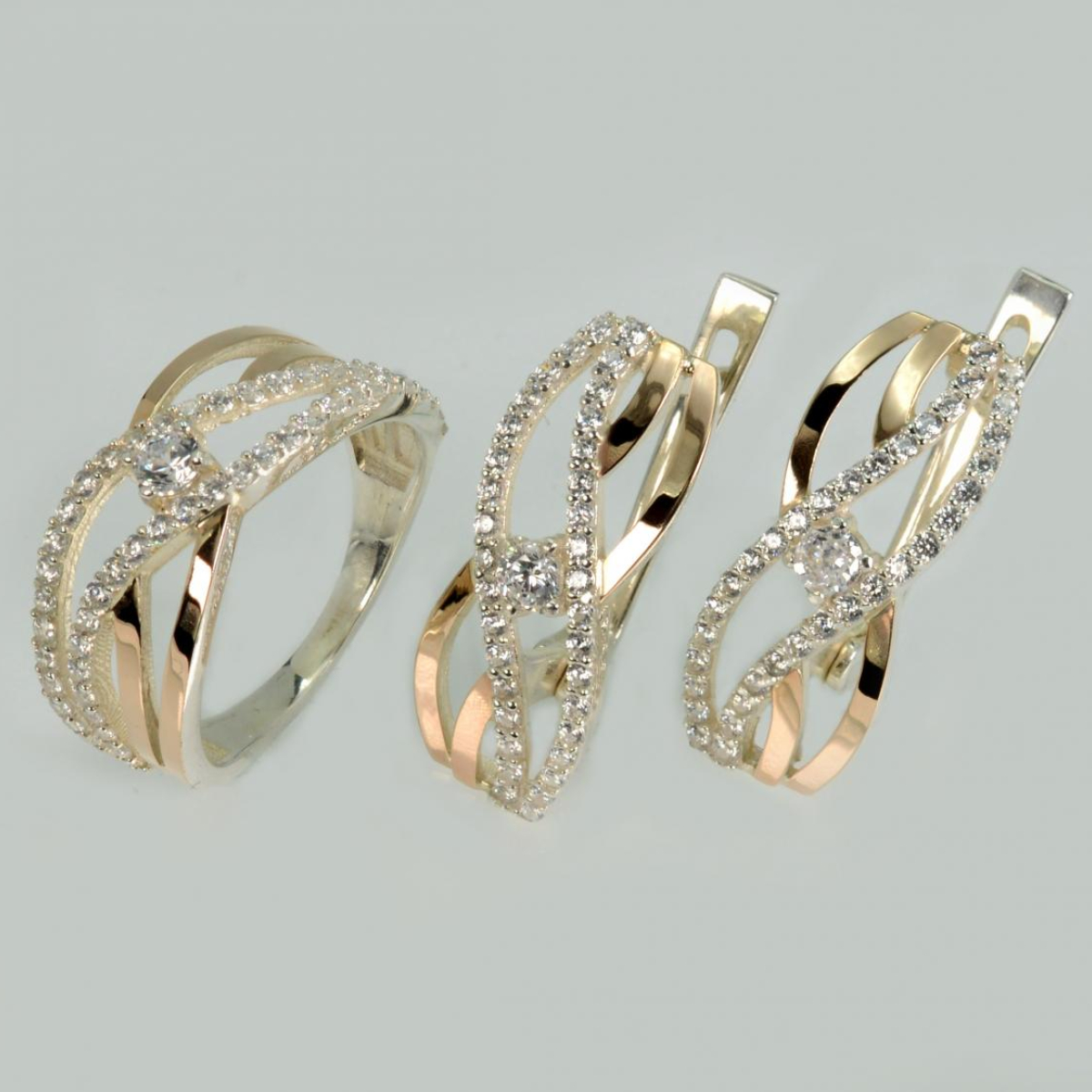 Срібний набір з золотими пластинами (203)