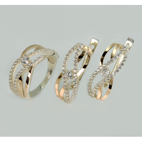 Срібний набір з золотими пластинами