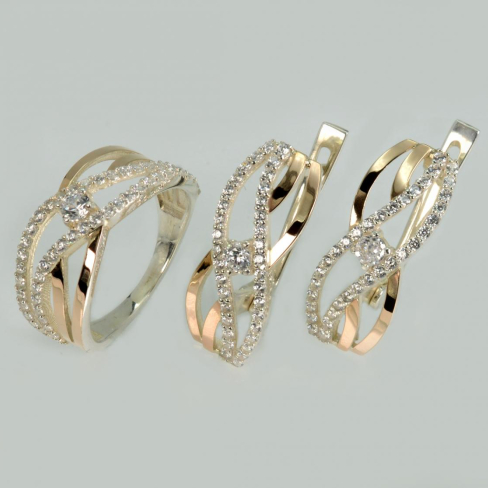 Серебряный набор с золотыми пластинам