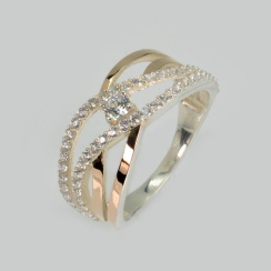 Серебряное кольцо с золотыми вставками