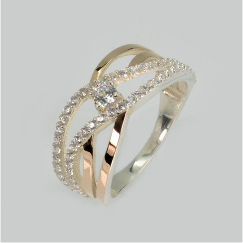 Срібна каблучка з золотими вставками