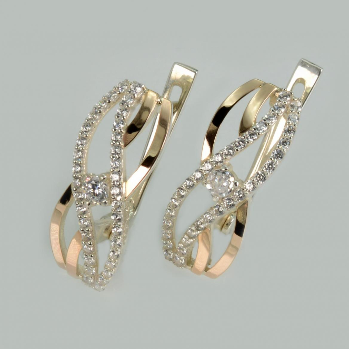 Серебряные серьги с золотыми пластинами (203с)