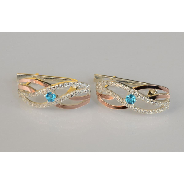 Серебряные серьги с золотыми пластинами (203с)