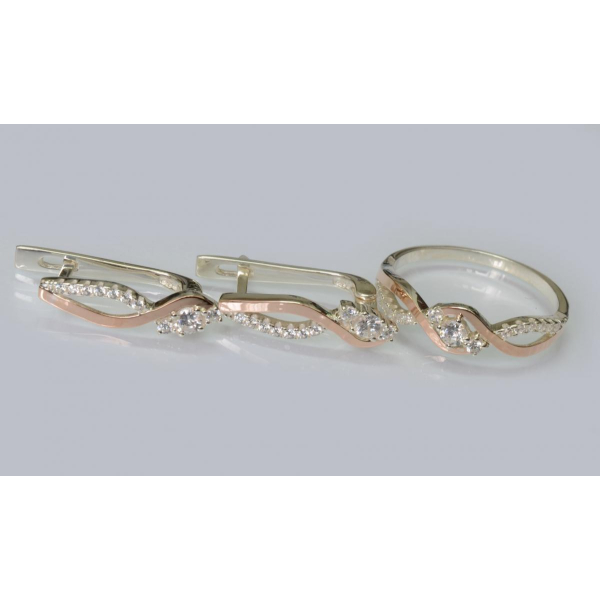 Серебряный набор с золотыми пластинами (205)