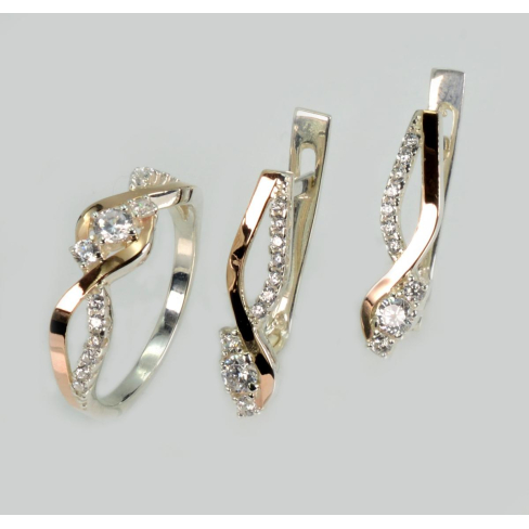 Срібний набір з золотими пластинами