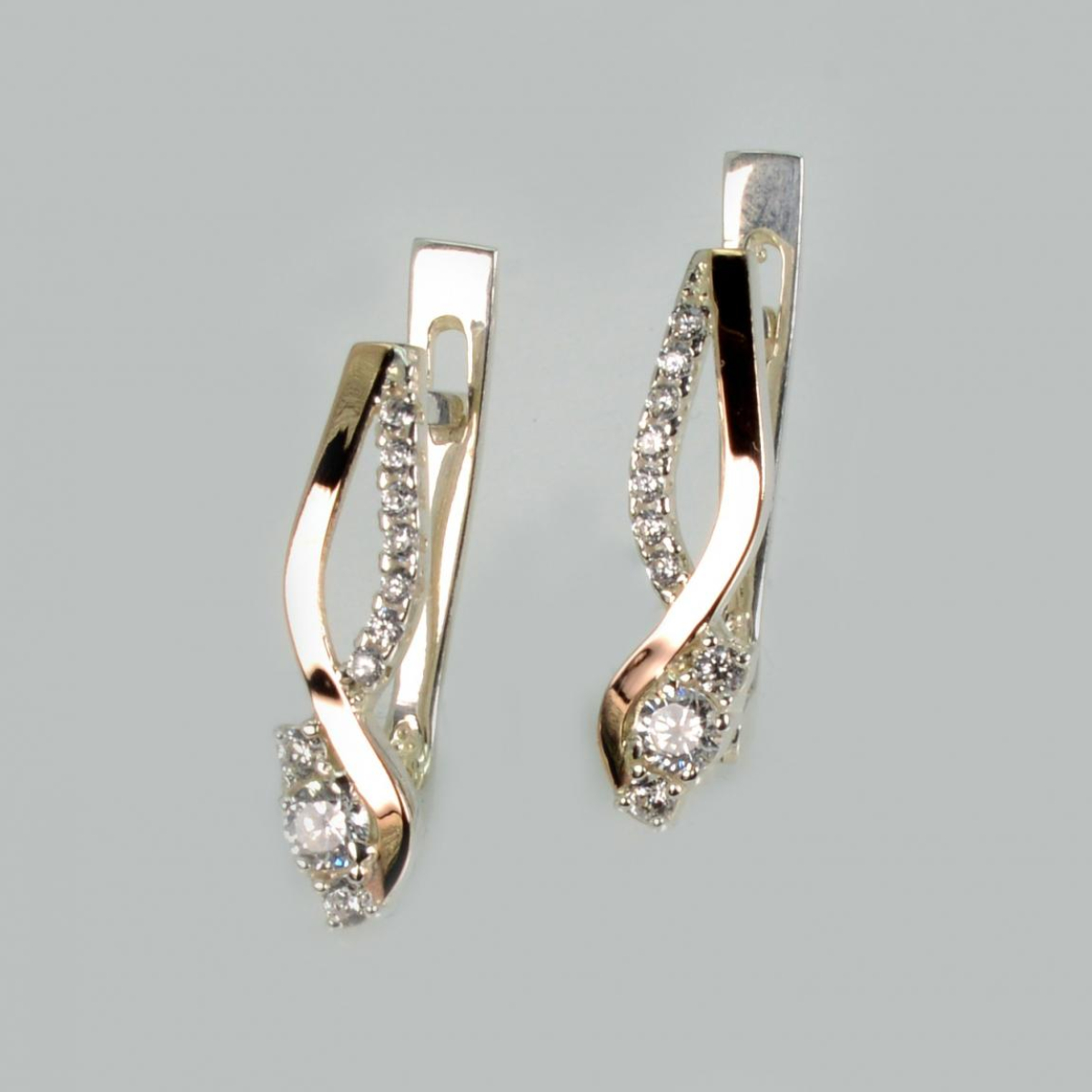 Серебряные серьги с золотыми пластинами (205с)