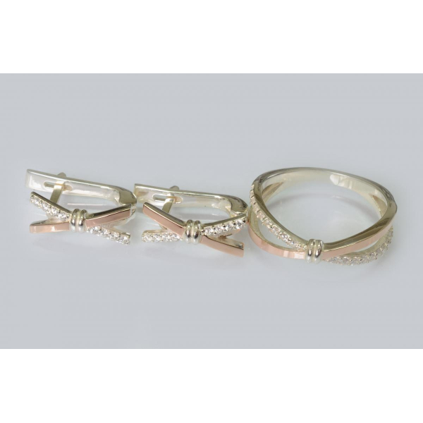 Серебряный набор с золотыми пластинами (206)