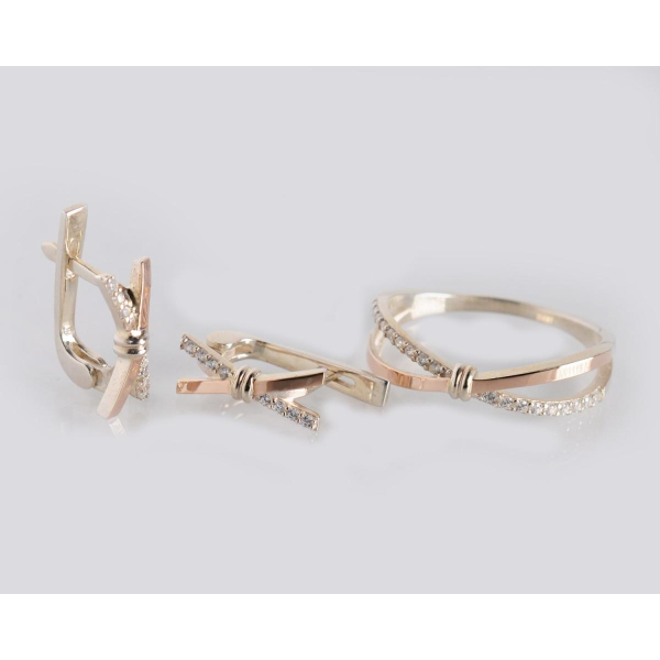 Серебряный набор с золотыми пластинами (206)