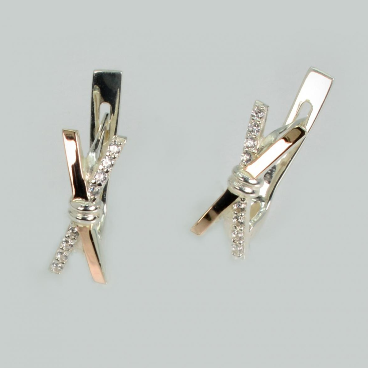 Серебряные серьги с золотыми пластинами (206с)