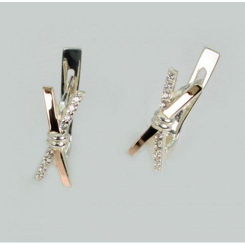 Срібні сережки з золотими пластинами