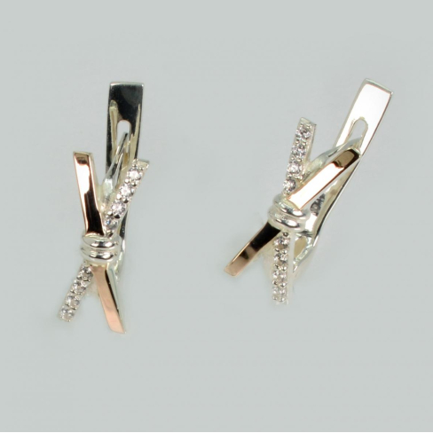 Серебряные серьги с золотыми пластинами