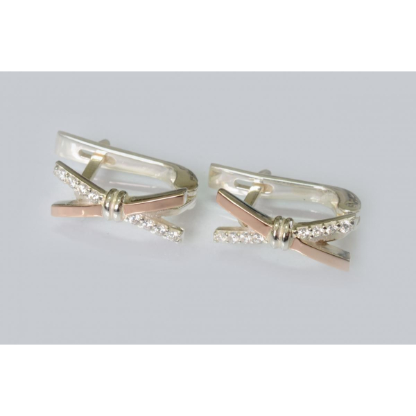 Серебряные серьги с золотыми пластинами (206с)