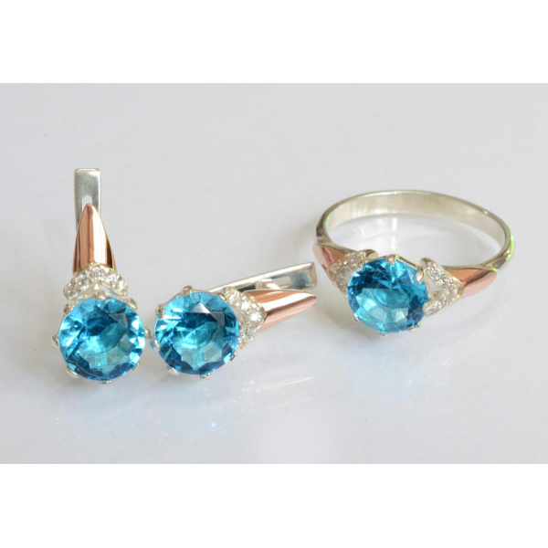 Серебряный набор с золотыми пластинами (207)