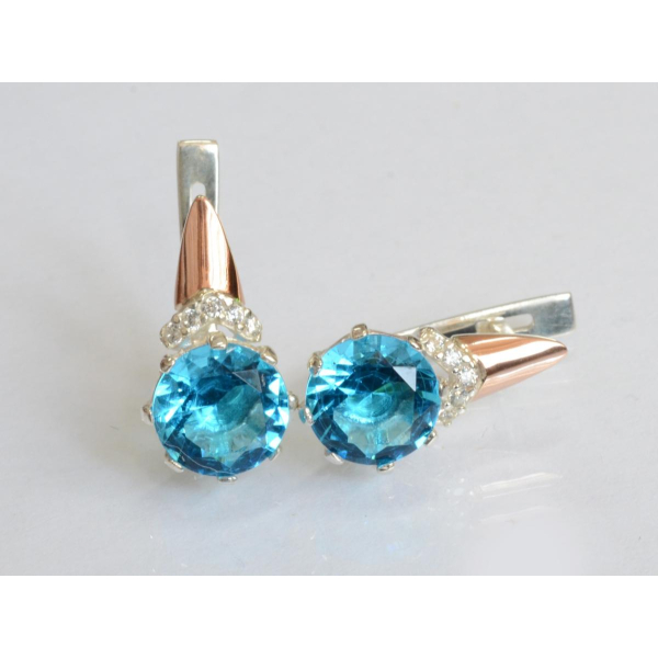 Серебряные серьги с золотыми пластинами (207с)