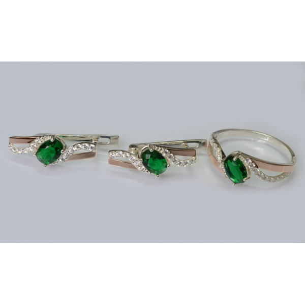 Серебряный набор с золотыми пластинами (208)