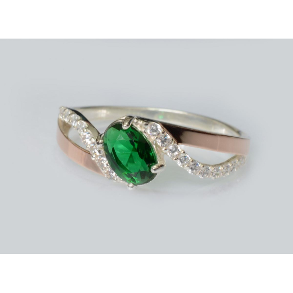 Серебряное кольцо с золотыми вставками (208к)