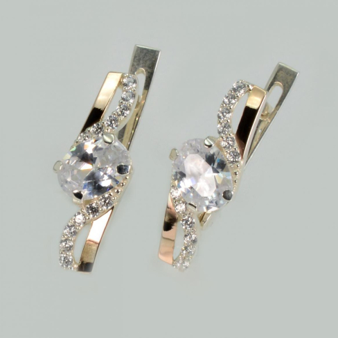 Серебряные серьги с золотыми пластинами