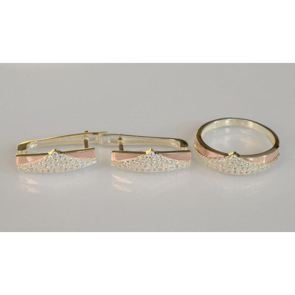 Серебряный набор с золотыми пластинами (209)