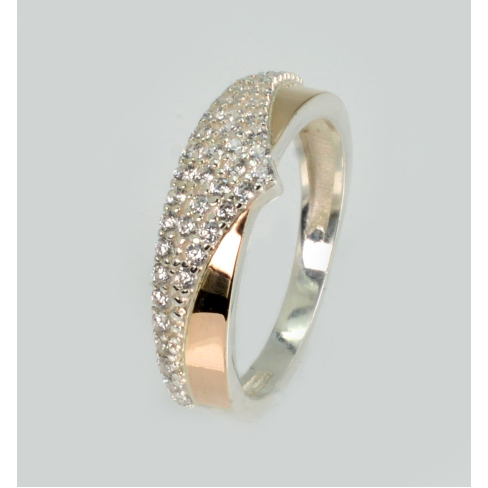 Серебряное кольцо с золотыми вставками