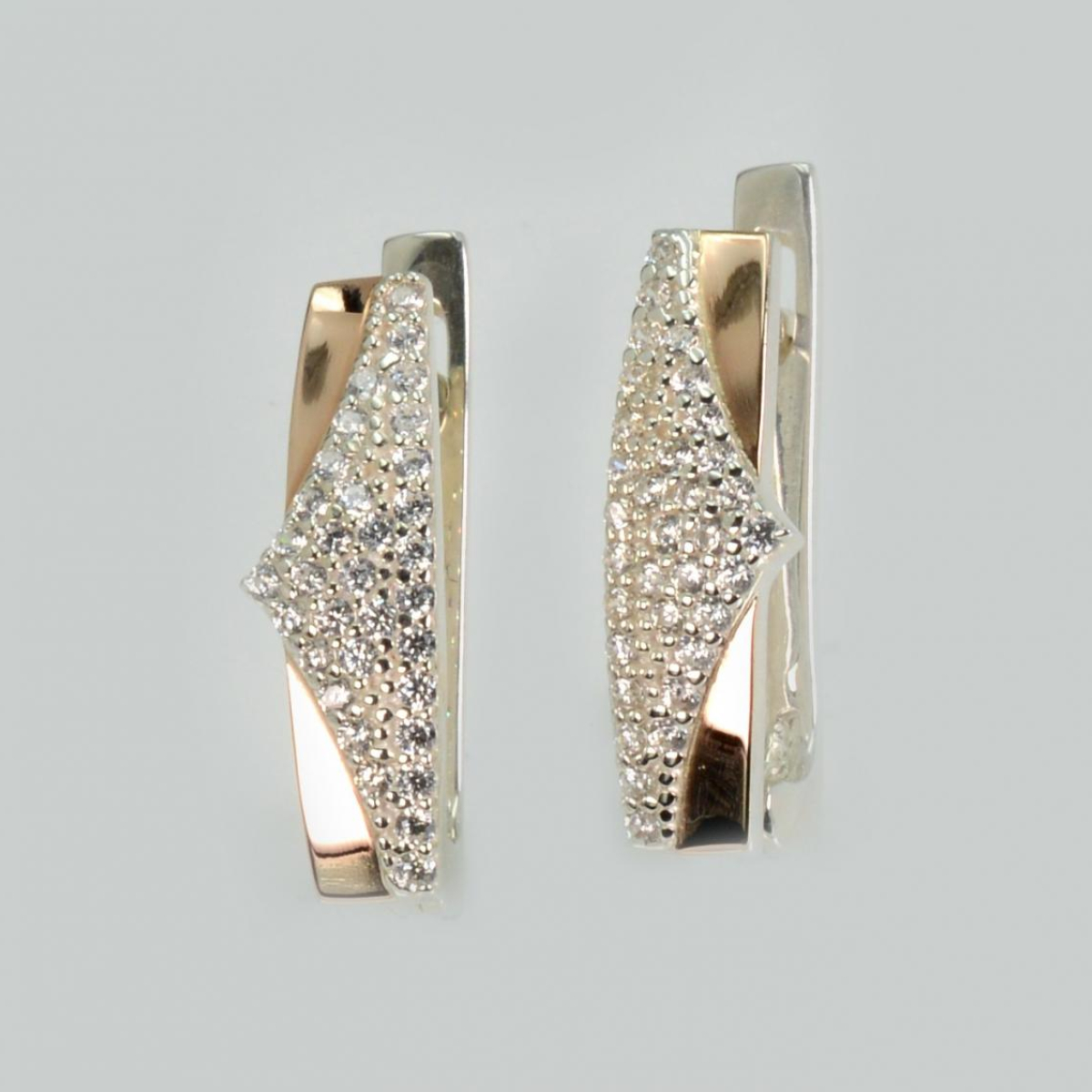 Серебряные серьги с золотыми пластинами (209с)