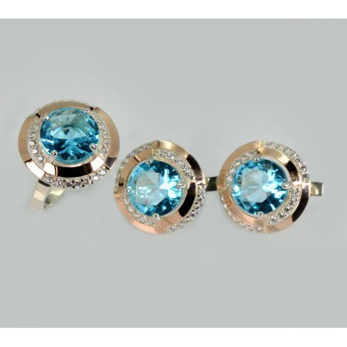 Серебряный набор с золотыми пластинами