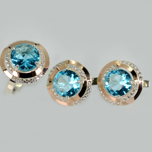 Серебряный набор с золотыми пластинами