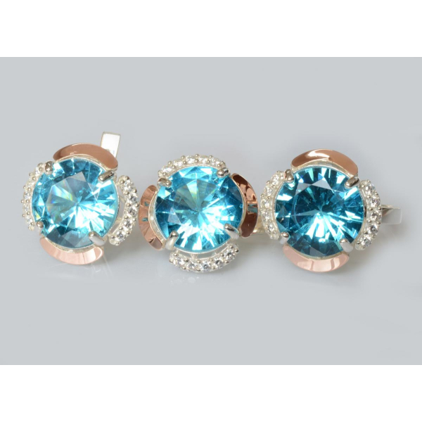 Серебряный набор с золотыми пластинами (212)