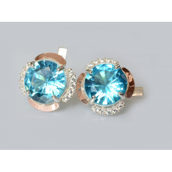 Серебряные серьги с золотыми пластинами (212с)